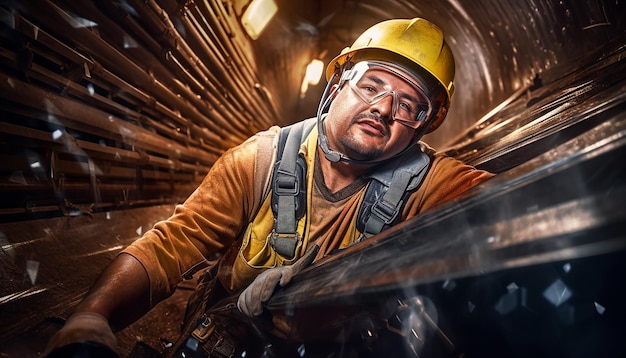 Work accident precautions poster tunnel construction works