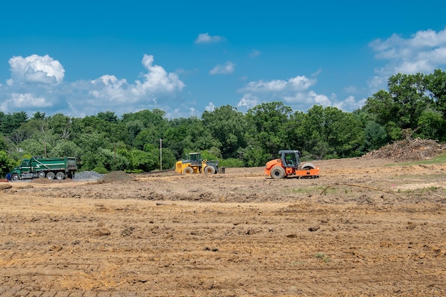 The work of construction equipment in the production of earthworks