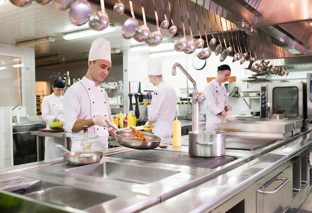 The work of the cook in the kitchen of the restaurant.