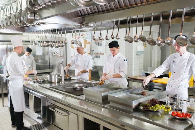 The work of the cook in the kitchen of the restaurant.