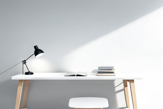 Photo work desk with empty space stylish modern interior