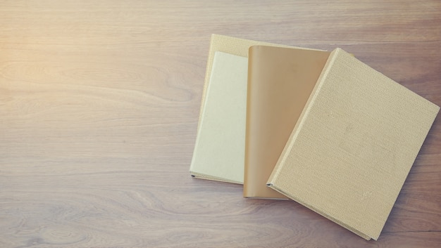 Work files, papers and notebooks on wooden floors.