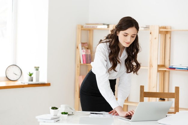 Work from home concept Beautiful young woman in her home working on laptop Working at home Quarantine