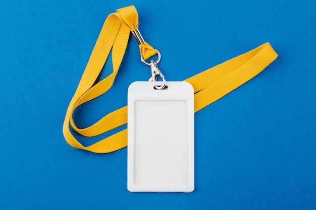 work id name tag the id of the employee card icons with ropes on a blue background