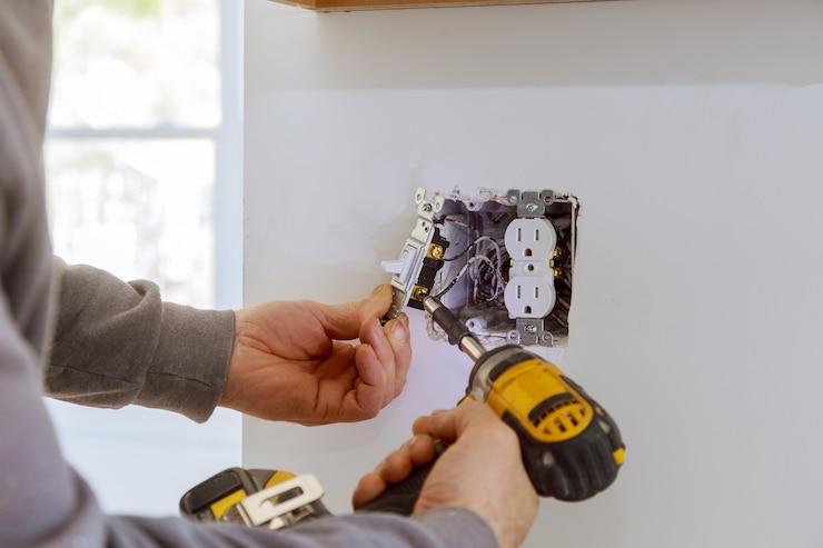 Photo work on installing electrical outlets.