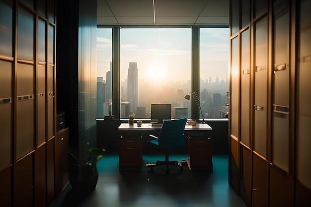 work office in building with city view