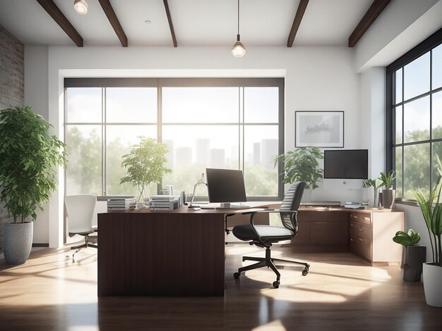 work office space with interior design