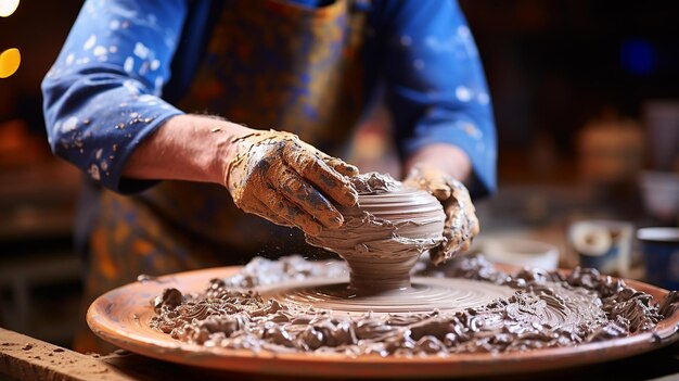 Work in Pottery Workshop Clay Ware on Molding Clay