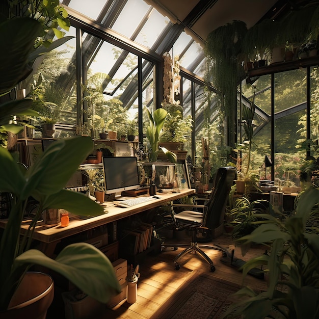 work room with plant concept idea