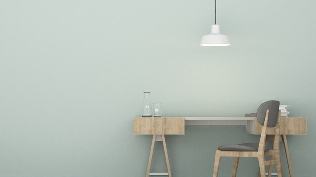 Work space interior wall pastel color - 3d rendering minimal japanese 