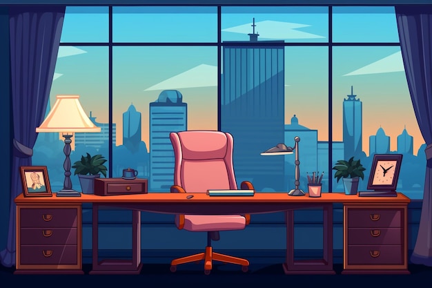 Work space in office interior background