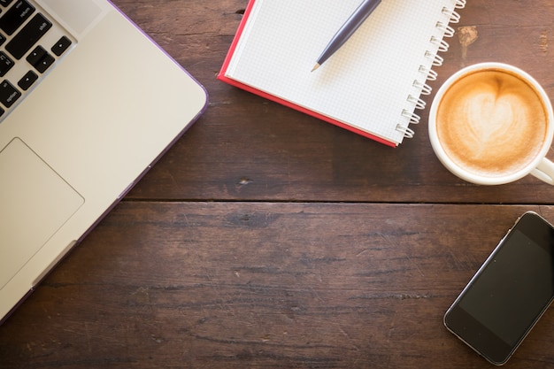 Work table of hipster freelance