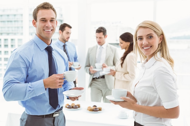 Work team during break time in office