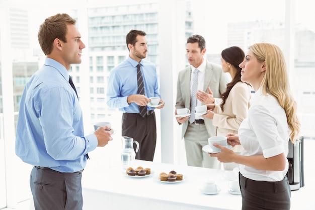 Work team during break time in office