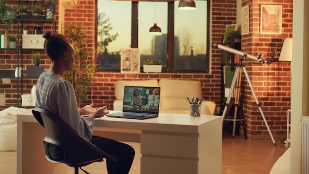 worker chatting on videocall conference