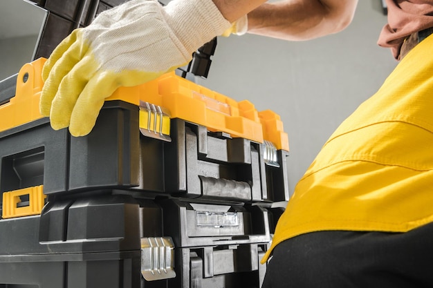 Worker and His Tools Box