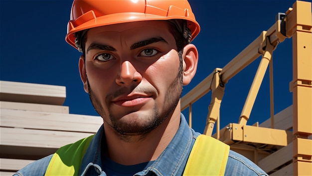 worker man with safety equipment working construction