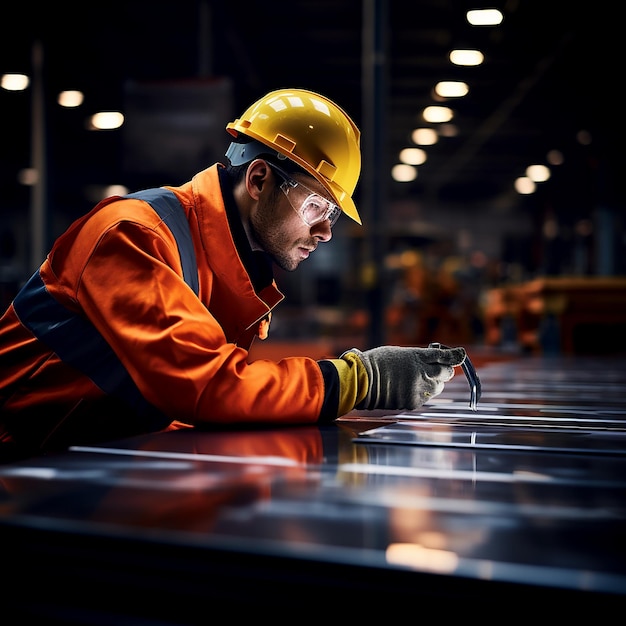 Worker at Metal Sheet Profiling Factory