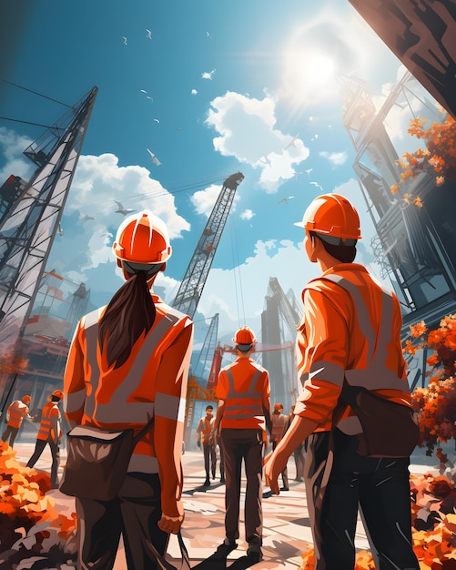 A worker in the middle of a under construction building