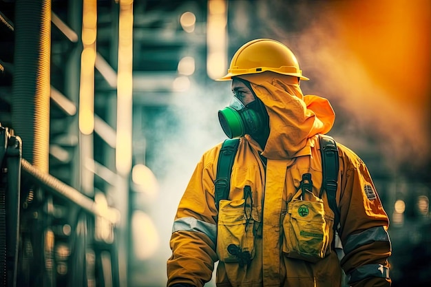 Worker safety in chemical industry factory at work generative ai