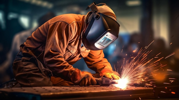 worker in welding workshop