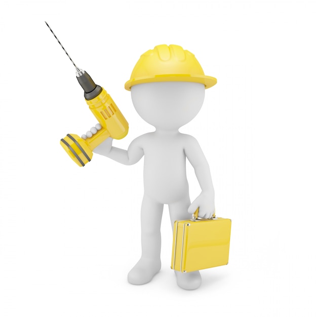 Worker with drill