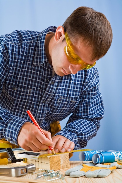 Worker with pencil