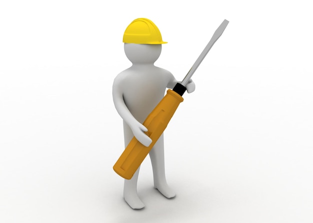 Worker with screwdriver