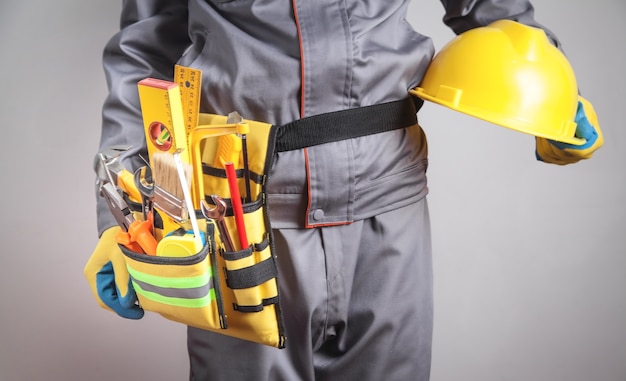 Photo worker with a tool belt