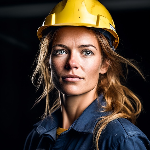 Worker woman on construction site AI generated image