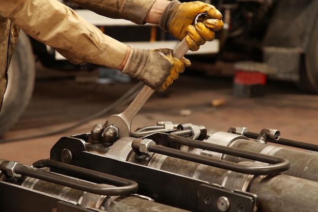 Worker works in factory