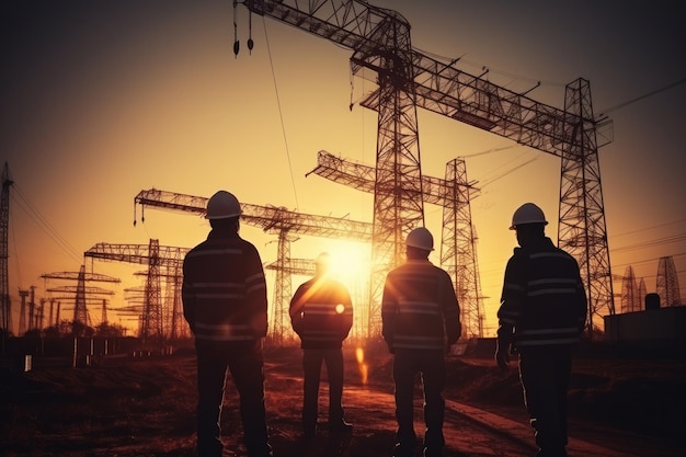 Workers on construction crews Silhouette Generative AI