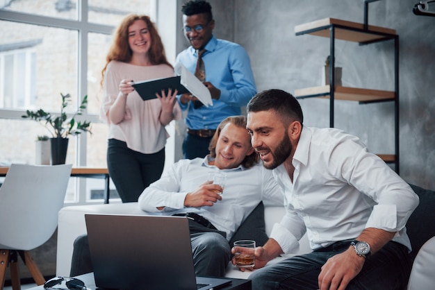 workers in formal clothes at the office