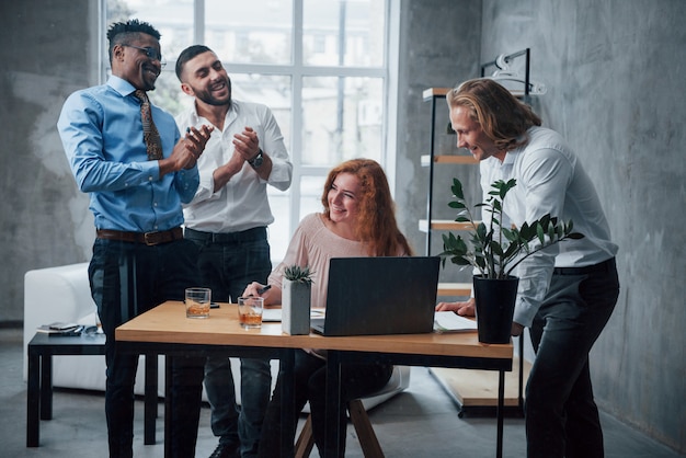 workers in formal clothes at the office