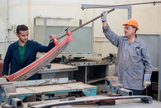 Workers in industrial factory