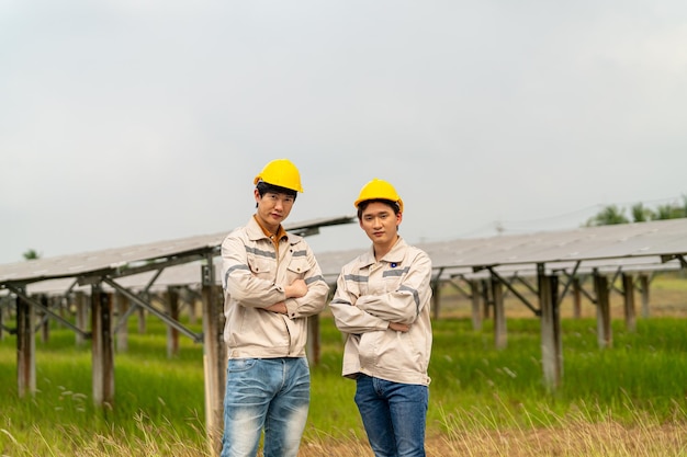 Workers installing solar panels for efficient energy in the city