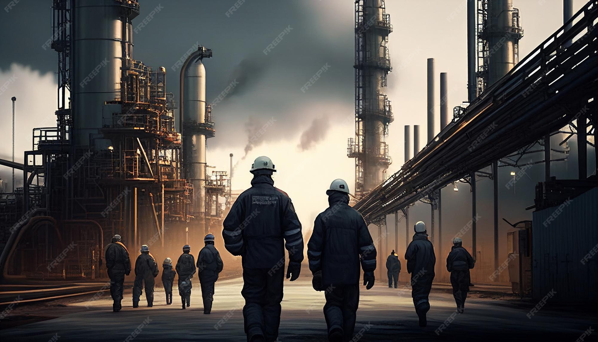 Premium Photo Workers in the oil field the petrochemical industry and
