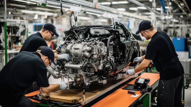 Workers plant car production