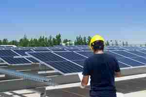 Photo workers at solar farm