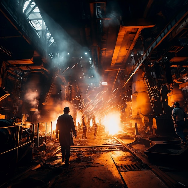 Workers in Steel Mill