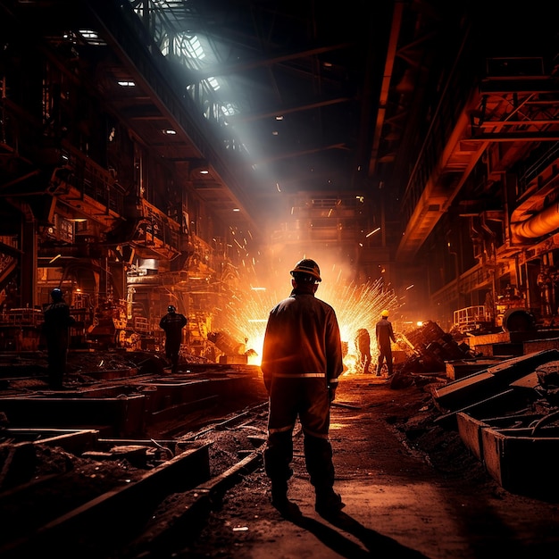 Workers in Steel Mill