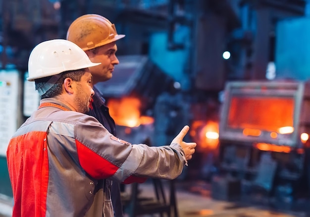 Workers in the steel mill.