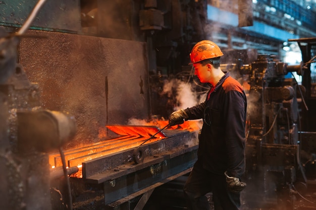 Workers in the steel mill.