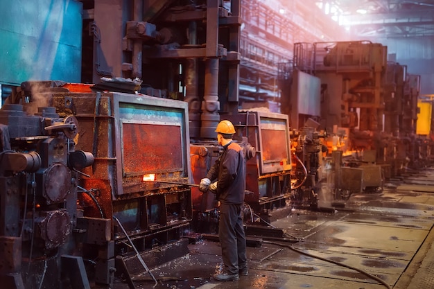 Workers in the steel mill.