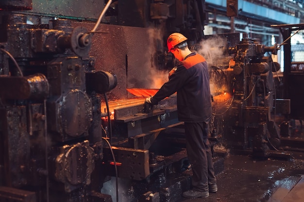 Workers in the steel mill.