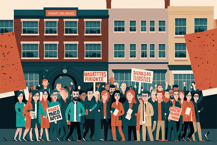 Workers strike flat illustration