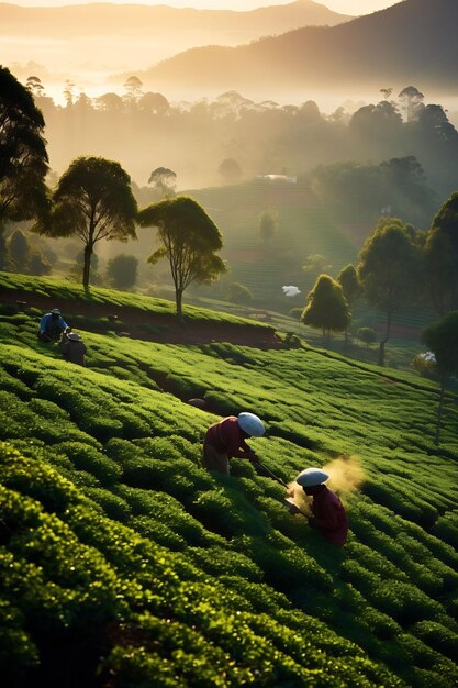 workers on a tea plantation