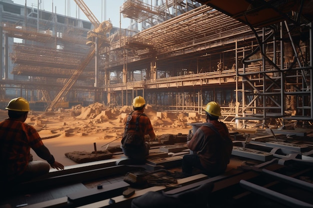 Workers on theater construction