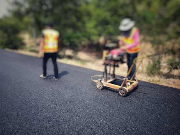 Photo workers working on road