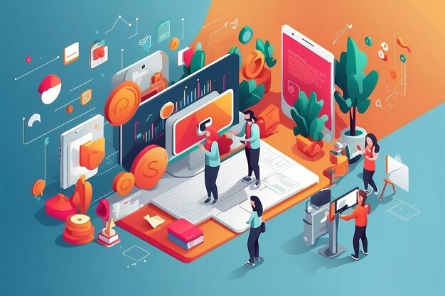 workflow group of programmers programmers in the coding process programming concept